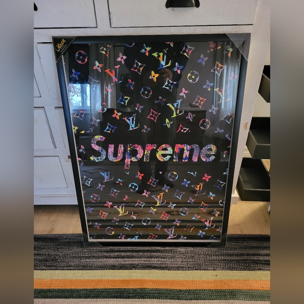 Brand New Oliver Gal Louis Vuitton x Supreme Framed Picture 24 x 32